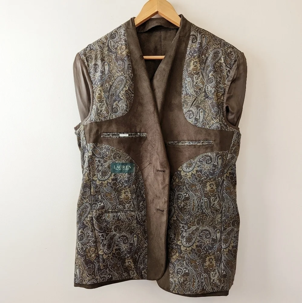 Lauren Ralph‎ Lauren Brown Faux Suede Sport Coat Blazer Size 40R